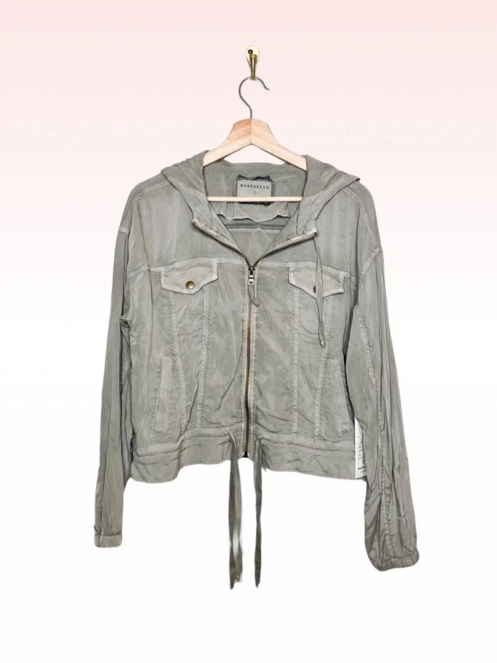 Nwt ANTHROPOLOGIE | MARRAKECH sandstone cupro hoodie jacket (Sz S)